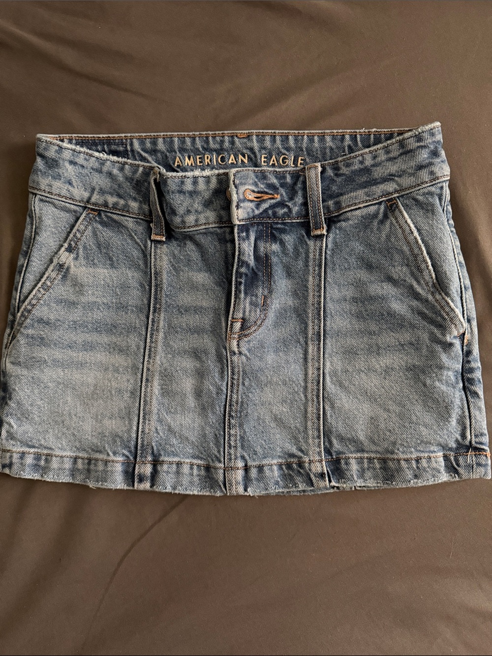 American Eagle Light Blue Denim Mini Skirt with Back Pockets